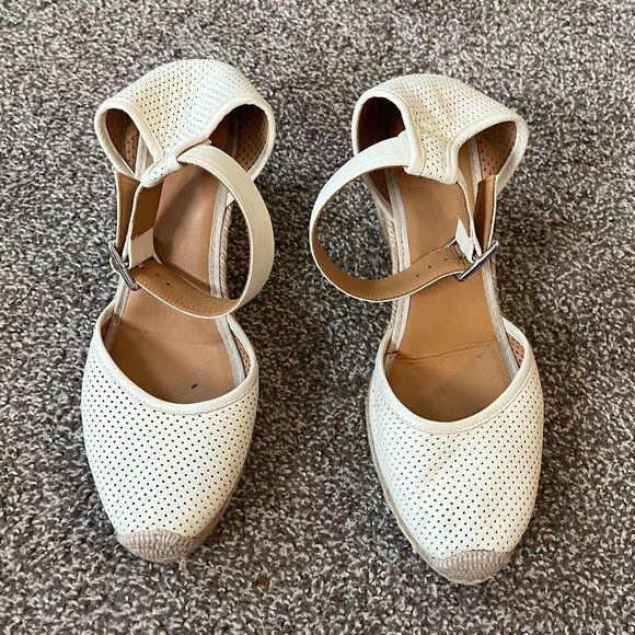 Marc By Marc Jacobs Perforated White Leather D’Orsay Wedge Espadrilles 40.5 - Picture 4 of 8